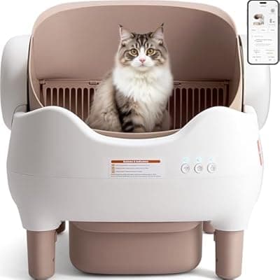 [KITPLUS] KITPLUS Self Cleaning Litter Box, Automatic Cat Litter Box with APP Control, Odor-Free Waste Disposal Includes Trash Bags, Large Waste Bin, Open-Top, for Multiple Cats