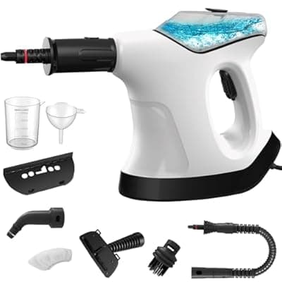 [CXYHMG] Handheld Steam Cleaner for Home, 10S Immediate Heat Hand Held Steam Cleaner, with Visualized Large Water Tank & 9 PCS Accessories & Safety Lock, for Kitchen,Couch,Floor,Window,Car (WHITE+BLACK)