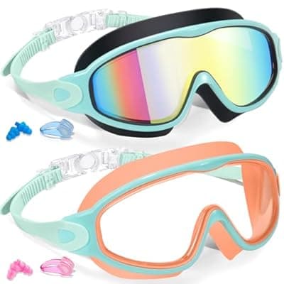 [Keary] Keary 2 Pack Kids Swim Goggles for 3-15 UV Protection Anti-Fog Pool Water Swimming Goggles For Boys Girls Youth Toddler