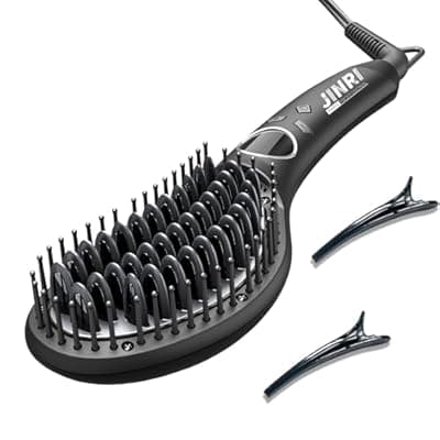 [JINRI] JINRI Hair Brush, Pumped-Up Volume, Hair Straightener, Adjustable Temp, 360 ° Tail Rotation, Lasting Volume, for Short Or Thin Hair, Volumizing Hair Straightener Brush, Black