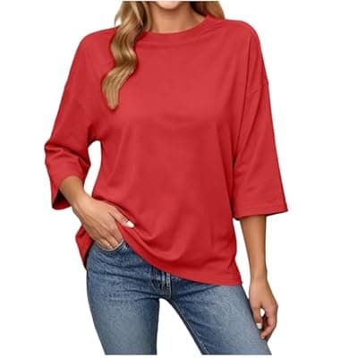 [LIKEOULI] LIKEOULI Womens Tops Trendy Casual Tie Back T Shirts Crewneck Casual Going Out Tops for Women Loose Basic Tee Summer Outfits