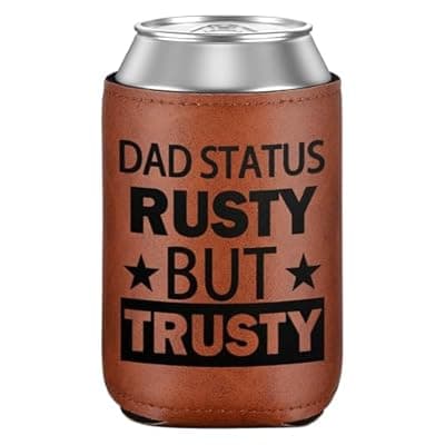 [KISSBELLY] Leather Can Cooler for Men, Gifts for Dad from Daughter Son for Fathers Day Bottle Can Drink Sleeve Holder 12Oz Dad Gifts, Funny Dad Birthday Gifts Cooler for Cans