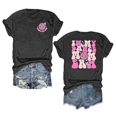 [YI XIANG RAN] Mama Shirt Women: Dance Mama Shirts Mother's Day T Shirts Mama Graphic Tee Casual Short Sleeve Tops