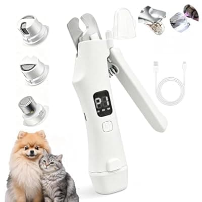 [OttaFull] 2-in-1 Dog Nail Clippers and Grinder with LCD Battery Display - Professional Cat Claw Trimmer with Built-in Safety Light & Guard, Ultra Quiet Rechargeable Pet Claw Grooming Tool for Large & Small Pets