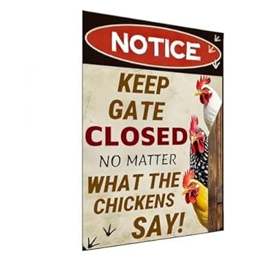 [Carastora] Carastora Keep Gate Closed Sign - Rustic Farm Metal Sign for Chicken Coop, Yard, Garden Fence or Outdoor Barn Decor, 12x8 Inch