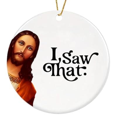 [JZILU] Jesus I Saw That Ornament 2025, Funny Christmas Ornaments for Adults Men Women,Funny Jesus Ornament, Unique Ornaments for Gift Exchange