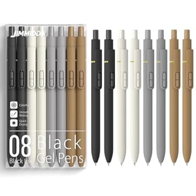 [JIMMIDDA] JIMMIDDA 8 Pack Gel Pens 0.7mm Smooth Quick-Dry Fidget Retractable for Journaling - Classic