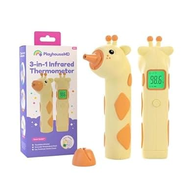 [Playhouse MD] Playhouse MD Baby Thermometer for Kids – Digital Infrared No-Touch Forehead & Ear Thermometer, 3-in-1 Contactless Thermometer with Fever Indicator, Fever Buddy Giraffe