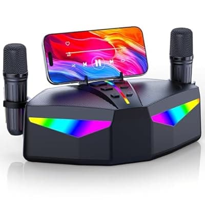 [RayangSound] RayangSound Karaoke Machine, Real 35W Portable Speaker,8H Long Time, 2 Rechargeable Wireless Microphones,LED,Karaoke Machine for Adults & Kids,BT/FM/USB/TF/AUX,for Home Party/Outdoors(CHJ161-Black)