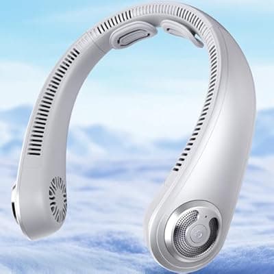 [AUIIAH] AUIIAH Neck Fan - Portable Personal Cooling Bladeless Around the Neck Fans that Blow Cold Air Rechargeable with 5 Speeds, Neck Support for Hot Flashes, Disneyland, Travel, Cooler Gift for Women Men