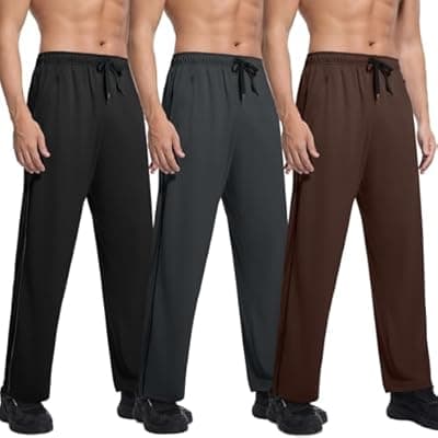 [SACUIMAN] SACUIMAN 3 Pack Mens Athletic Sweatpants with Zipper Pockets,Workout Gym Running Jogging Training Pants for Men