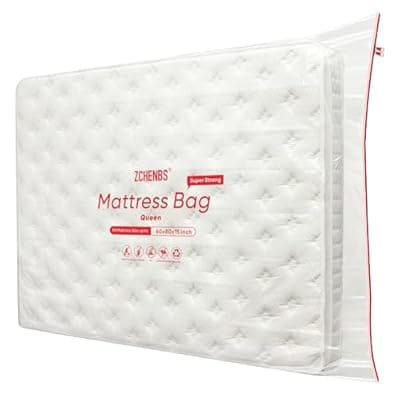 [ZCHENBS] ZCHENBS® - Queen Mattress Bags for Moving, Waterproof Mattress Storage Bag with Zipper, Heavy-Duty 5 Mil Ultra-Thick Bed Protector Cover for Moving, Reusable (Transparent/Red, 2 Pack)