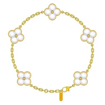 [APLANT] APLANT Gold Tone Clover Bracelet for Women, Adjustable Paperclip Chain Charm Bracelet
