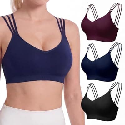 [FITTIN] FITTIN Strappy Sports Bras for Women: Padded Full Coverage 3 Pack Sport Bra for Yoga Pilates - for Large Bust Woman Cup B-DD