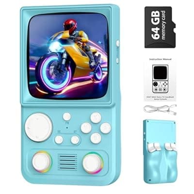 [xiskt] R36TMAX Retro Gaming Console Handheld – 4.0" IPS Screen, 23+ Emulators, 64GB Preloaded Game Console, 5G WiFi Online Play, RGB Joystick, 4000mAh Portable Retro Game Console –Classic Blue