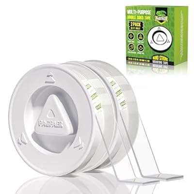 [PAGFAER] PAGFAER Double Sided Tape Heavy Duty, 2PCS Double Sided Mounting Nano Tape 10FT, Clear & Tough Two Sided Adhesive Tape, Removable Picture Hanging Strips for Wall, Poster, Carpet, Home Office Outdoor