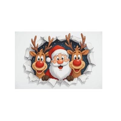 [Carastora] Carastora Santa Claus and Reindeer Holiday Doormat, Anti-Fatigue mat, Durable, Non-Slip Design, Suitable for Indoor and Outdoor use, Home Decoration, Housewarming Gift, Size: 20 x 31 inches
