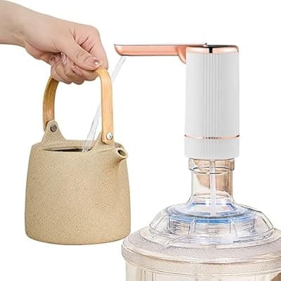 [Honjince] Foldable Electric Water Dispenser Pump for 5 Gallon Jug - USB Charging 3 Modes with Auto-Off Switch, Portable for Home Outdoor Camping Office-Compact Quiet Drinking Water Suction Device(Golden)