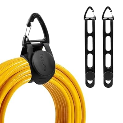 [ForTidy] ForTidy Utility Storage Strap, Extension Cord Organizer with Carabiner Clips for Workshop, Garage, Garden, RV and Boat Storage, 21.65 in (Black-2pcs)