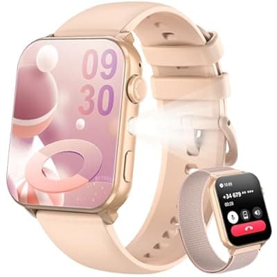 [Blackview] Blackview Smart Watch for Women,1.91" HD Touchscreen Fitness Watch with Flashlight, Bluetooth Notifications/Make Calls, Heart Rate/Sleep Monitor/2 Straps, Fitness Watch for Android/iPhone