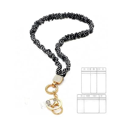 [ASSRAOS] ASSRAOS Scrunchie Lanyard for Teachers & Nurses - Stretchy Teacher Lanyard with ID Badge Holder & Key Clip for Women Office