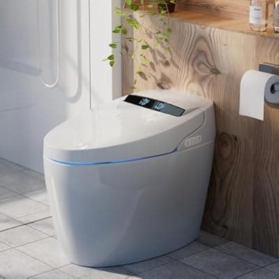 [BCANhome] BCANHOME Smart Toilet with Bidet, Tankless Toilet, Heated Seat, Auto Flush, Foot Sensor, Warm Water & Dryer, Elongated One Piece Smart Toilet, 12 Inch Rough-In, Modern Bathroom Toilet