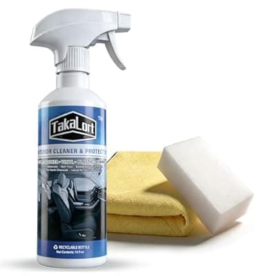 [TAKALORT] TAKALORT Car Interior Cleaner & Protectant, 16 Fl Oz Interior Detailer Spray – Cleans & Helps Protect Dashboard, Leather, Vinyl & Plastic, Includes Towel & Cleaning Sponge (Pack of 1)