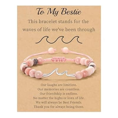 [Sistble] Sistble Mothers Day Gifts for Women, Wave Bracelet Inspirational Gifts Natural Stone Beaded Bracelets Life Is Tough Cheer Up Spiritual Thoughtful Get Weel Gift Birthday Summer Beach Jewelry