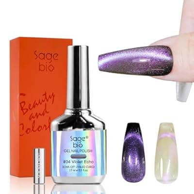 [SAGEBIO] SAGEBIO Blue Tears Cat Eye Gel Nail Polish, 15ml, Long-Lasting for 4 Weeks, Magnetic Effect Gel for Stunning Nail Art, 04