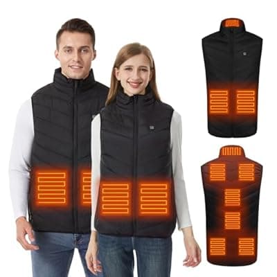 [CHANGEOWN] CHANGEOWN Women Men Heated Vest with 9 Heating Zone, 3 Heating Levels Winter Heating Vest for Outdoor Skiing, S (Battery Not Included)