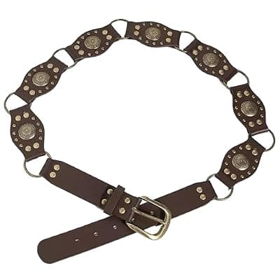 [Tanpie] Tanpie Western Belts for Women Disc Concho Belts Ladies Boho Rivet Vintage Low-waist Belts for Cowgirl