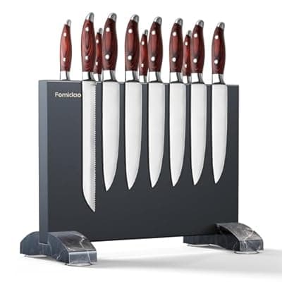 [fomidao] Fomidao Magnetic Knife Holder Stand,Black Stainless Steel Magnetic Knife Block Without Knives,Powerful Magnet Knife Rack Strip For Kitchen Counter