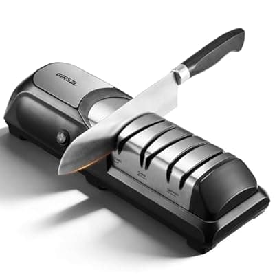Kitchen Professional Electric Knife Sharpener: 3-Stage 100% Diamond Abrasives Knife Sharpeners with 15° Precision Angle Electric Steel Sharpening Tool to Restore/Polish Chef Knives