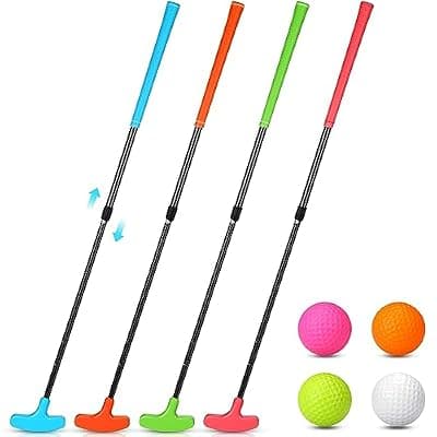 [Hiboom] Hiboom 4 Pack Golf Putters for Men and Women Two Way Mini Golf Putter with 4 Balls Adjustable Length Putter Bulk Right or Left Handed Golfers for People