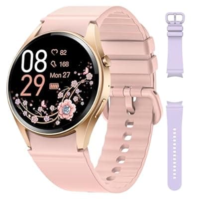 [AKUMAKA] Smart Watches for Women, 1.26" Bluetooth Smart Watch with Heart Rate/SpO2/Sleep Monitor, 110+ Sport Modes/Step Tracking, Waterproof Fitness Tracker Watch, Smart Watch for Android Phones/iPhones(Pink)