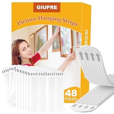 [GIUPRE] GIUPRE Picture Hanging Strips - 24-Pairs(48 Strips) Wall Sticky for Hanging Pictures on Wall Without Nails, Adhesive Picture Hangers Heavy Duty No Damage