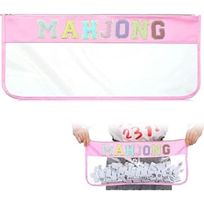 [Valhufogei] Valhufogei Empty Mahjong Tile Bag, American PVC Clear Mahjong Case Size 166 Waterproof Zippered Storage Tile Holder Rack Bag for Game Lover Travel, Case Only, Pink