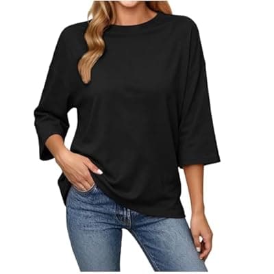 [LIKEOULI] LIKEOULI Womens Tops Trendy Casual Tie Back T Shirts Crewneck Casual Going Out Tops for Women Loose Basic Tee Summer Outfits