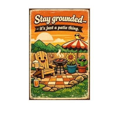 [Carastora] Stay Grounded Its Just A Patio Thing Vintage Metal Tin Sign Funny Outdoor Wall Decor Summer Backyard Grill Garden Humor Art Plaque For Patio Bar Pool Fence Man Cave Gift 8x12 Inch