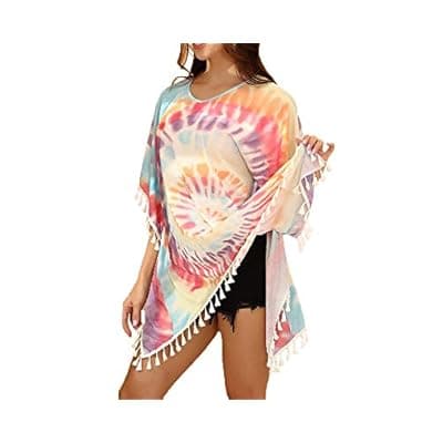[LEOWISE] LEOWISE Women's Tie Dye Swimsuit Cover Ups Bikini Beach Bathing Suit Coverups