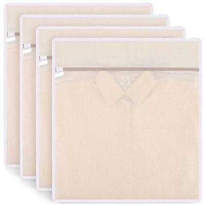 [Dntorx] Dntorx 4 Pack Durable Cotton Mesh Laundry Bags for Delicates - 20×24inch Laundry Bags Mesh Wash Bags with Sturdy Zipper for Underwear Bras Socks Clothes Storage Natural Cotton Washing Machine Safe
