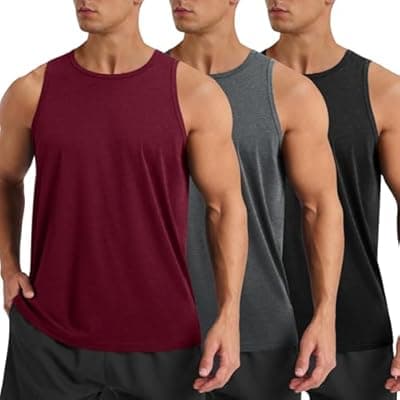 [BOOJO] BOOJO 3 Pack Tank Tops Men - Summer Quick Dry Moisture Wicking Workout Muscle Sleeveless Shirts for Gym Beach Running