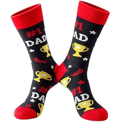 [BISOUSOX] Funny Dad Socks Gift for Father’s Day, Best Dad Ever Novelty Mens Dress Socks, Seamless Cotton Crazy Socks for Dad