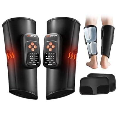 [JZBRAIN] JZBRAIN Air Compression Leg Massager with Heat : Sequential Calf Massager with 5 Modes, 5 Intensity & 3 Heat for Circulation and Pain Relief - Rechargeable Calf Compression Device for Fast Recovery