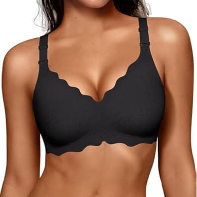 [OEAK] OEAK Women Jelly Bras No Underwire Scalloped Push Up Buttery Soft Tshirt Bra Seamless Full Coverage Convertible Everyday Bra