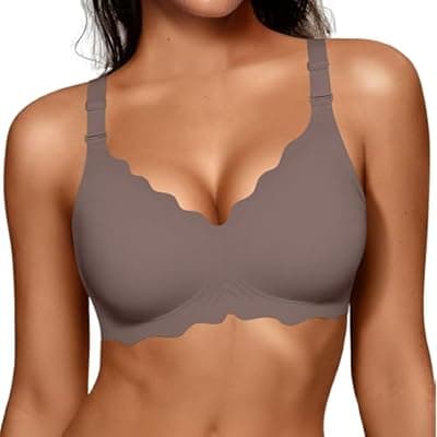 [OEAK] OEAK Women Jelly Bras No Underwire Scalloped Push Up Buttery Soft Tshirt Bra Seamless Full Coverage Convertible Everyday Bra