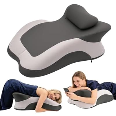 [Eppyyo] Eppyyo Memory Foam Ergonomic Wedge Pillow, Squat Pillow, Prone Pillow for Sleeping, Reading Pillow for Bed, Ideal for Massage, with Removable Cover, Back Support, Multi-Functional Memory Foam (Grey)