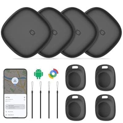 [NavmmSenn] Android Air Tracker Smart Tags -4 Pack, Bluetooth Luggage Tracker Anti Lost Keys Finder/Item Locator with Holder Case Work with Google's Find Hub for Key, Backpack, Luggage, Wallet, Precise Position
