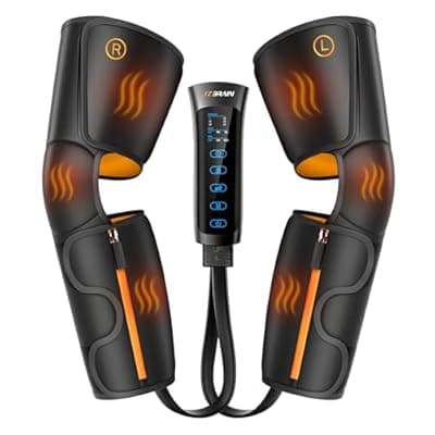 [JZBRAIN] JZBRAIN Air Compression Leg Massager with Heat : Calf, Knees & Thigh Recovery Compression System for Pain Relief & Circulation - Sequential Massager with 3 Heat,3 Modes & 6 Intensities for Daily Use