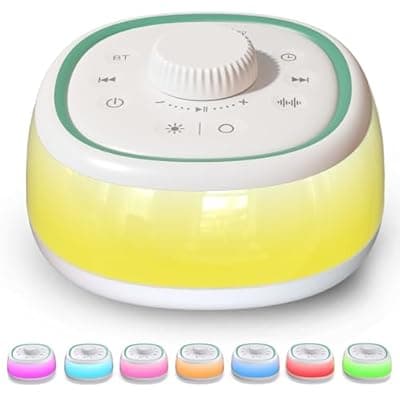 [DONOW] DONOW White Noise Sound Machine with Light Bluetooth, 30 Soothing Sounds, Knob Volume Control, 8 Colors Night Light with Memory Function Sleep Timer, White Noise Machine for Sleeping Adults Baby